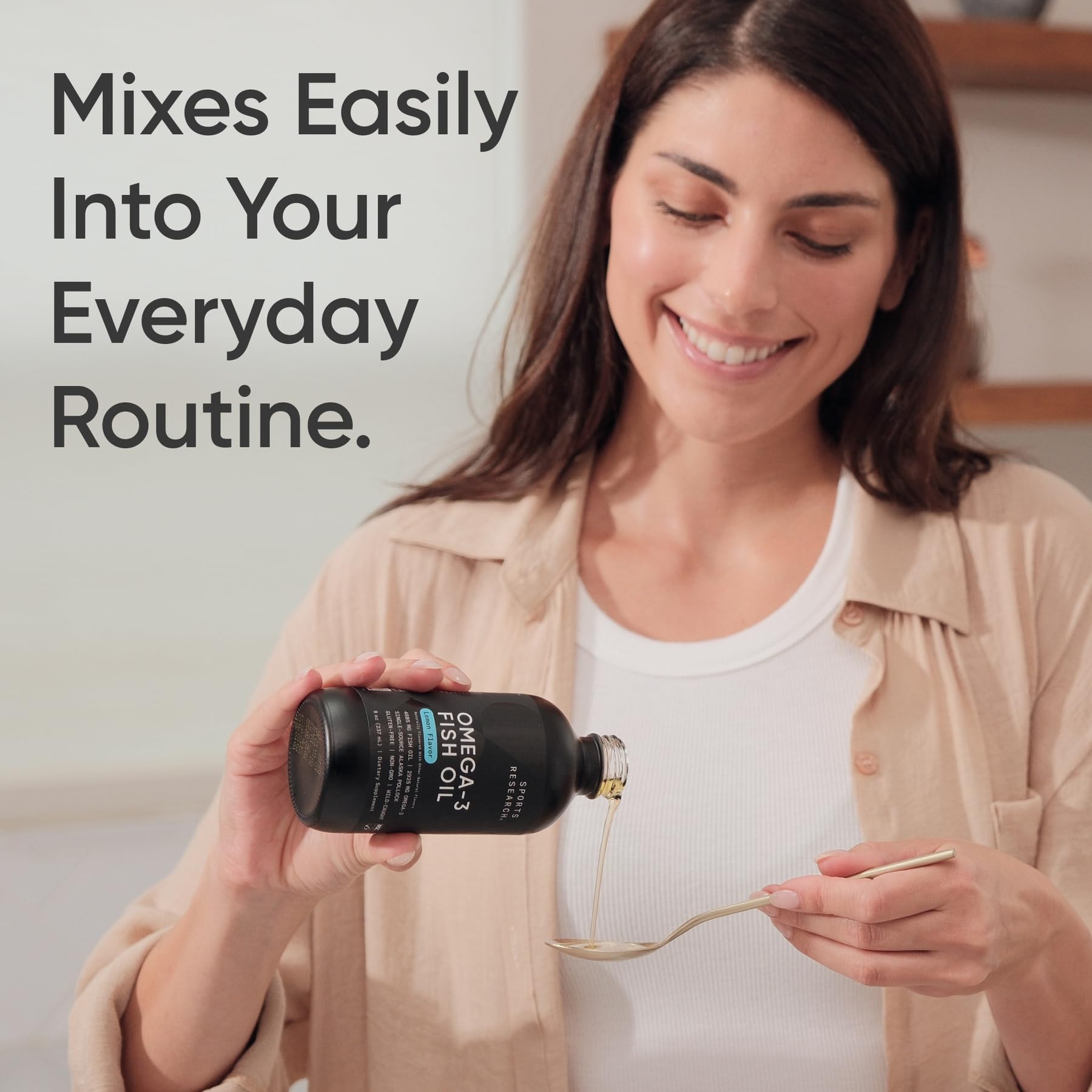 Sports Research® Omega-3 Fish Oil, 8oz Glass Bottle - 4685mg of Wild Caught Alaska Pollock Fish Oil per Serving - Easy-to-Take Liquid · Lemon Flavor · Non-GMO · MSC Certified Sustainable - 48 Servings - Image 6