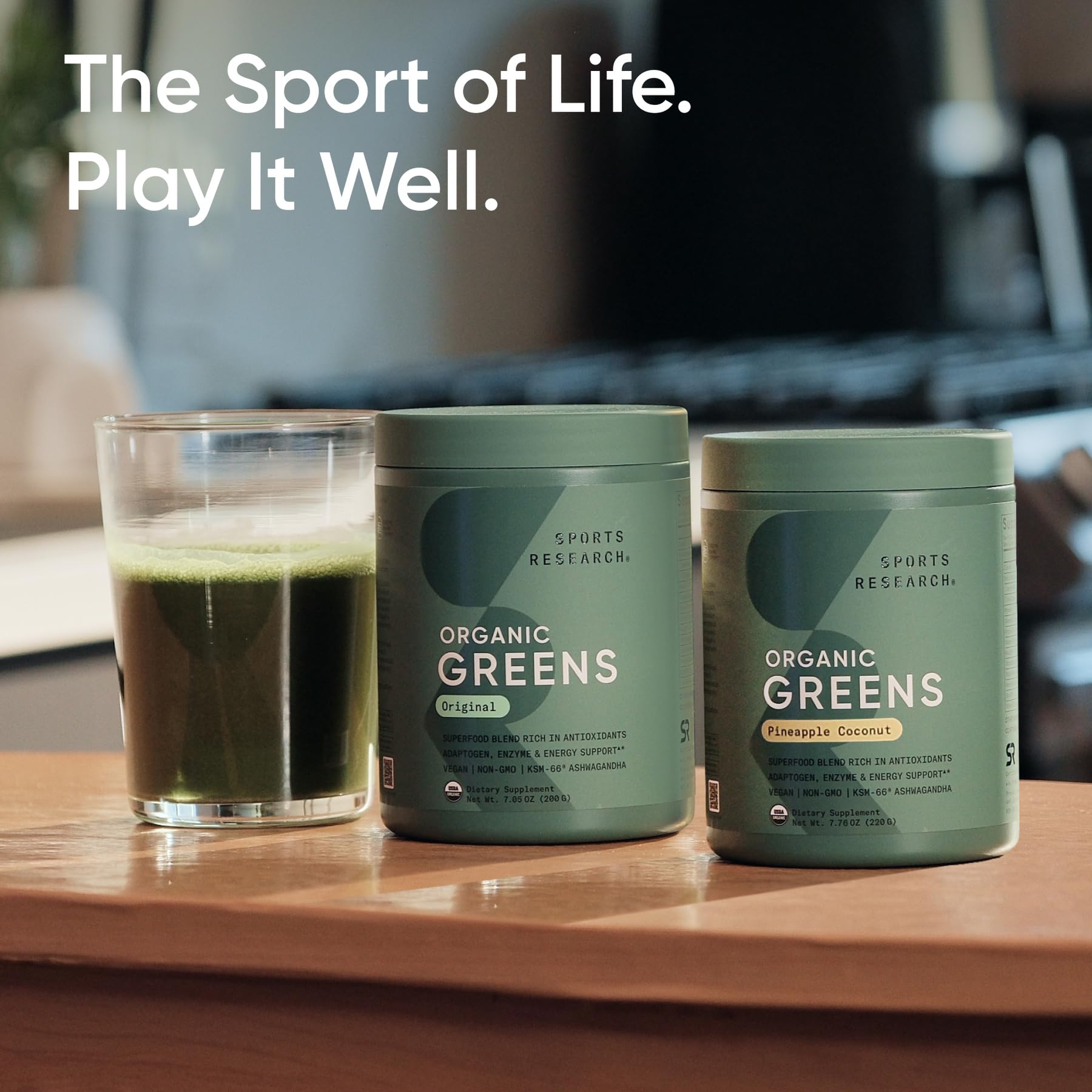 Sports Research® Organic Greens Superfood Powder w/Spirulina & Chlorella, Adaptogens, Enzymes, Probiotics & 8 VIT Bs for Gut & Mood Support* - Vegan, Sugar-Free & Low-Cal Original 20 Servings - Image 6