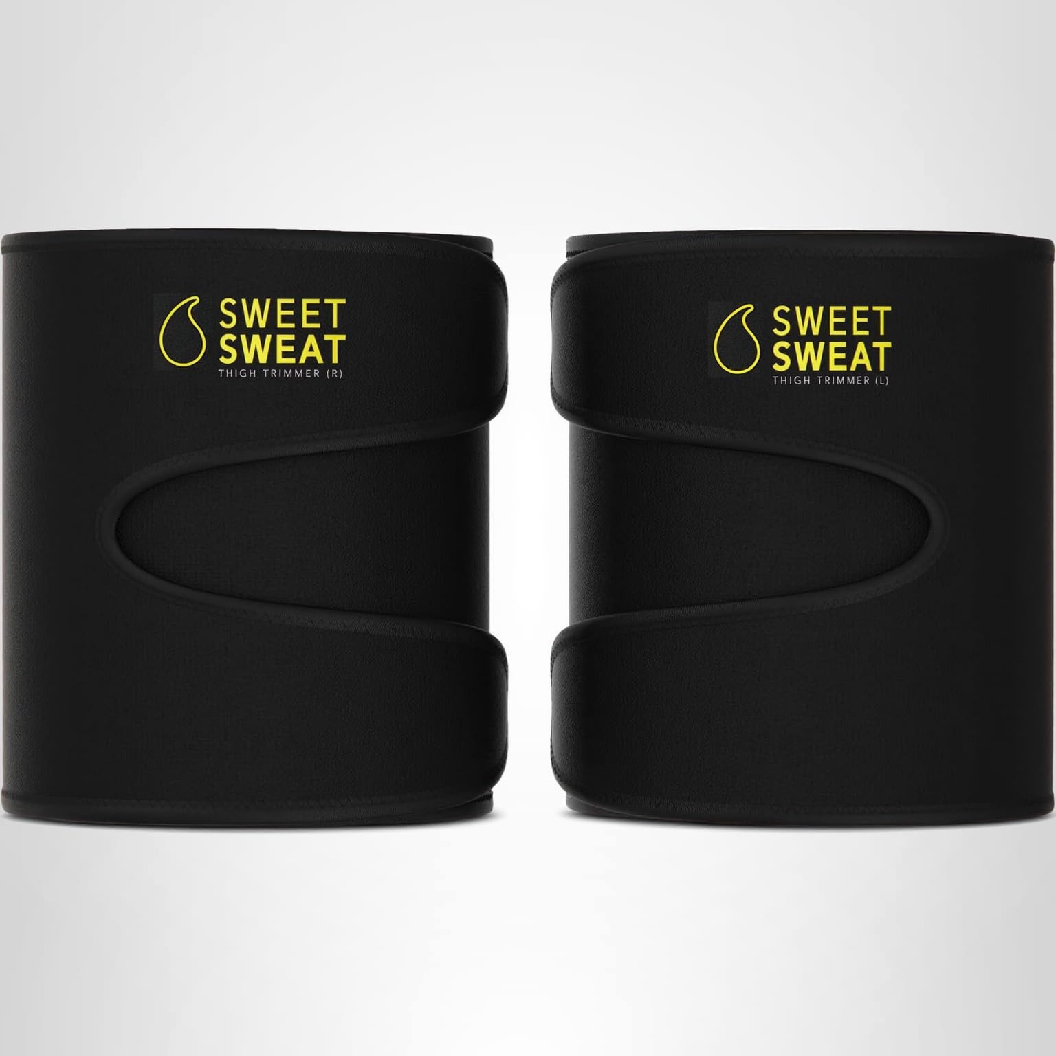 Sports Research Sweet Sweat Thigh Trimmers for Men & Women Increases Sweat & Activity to The Thighs During Exercise (Yellow Logo, Medium) - Image 4