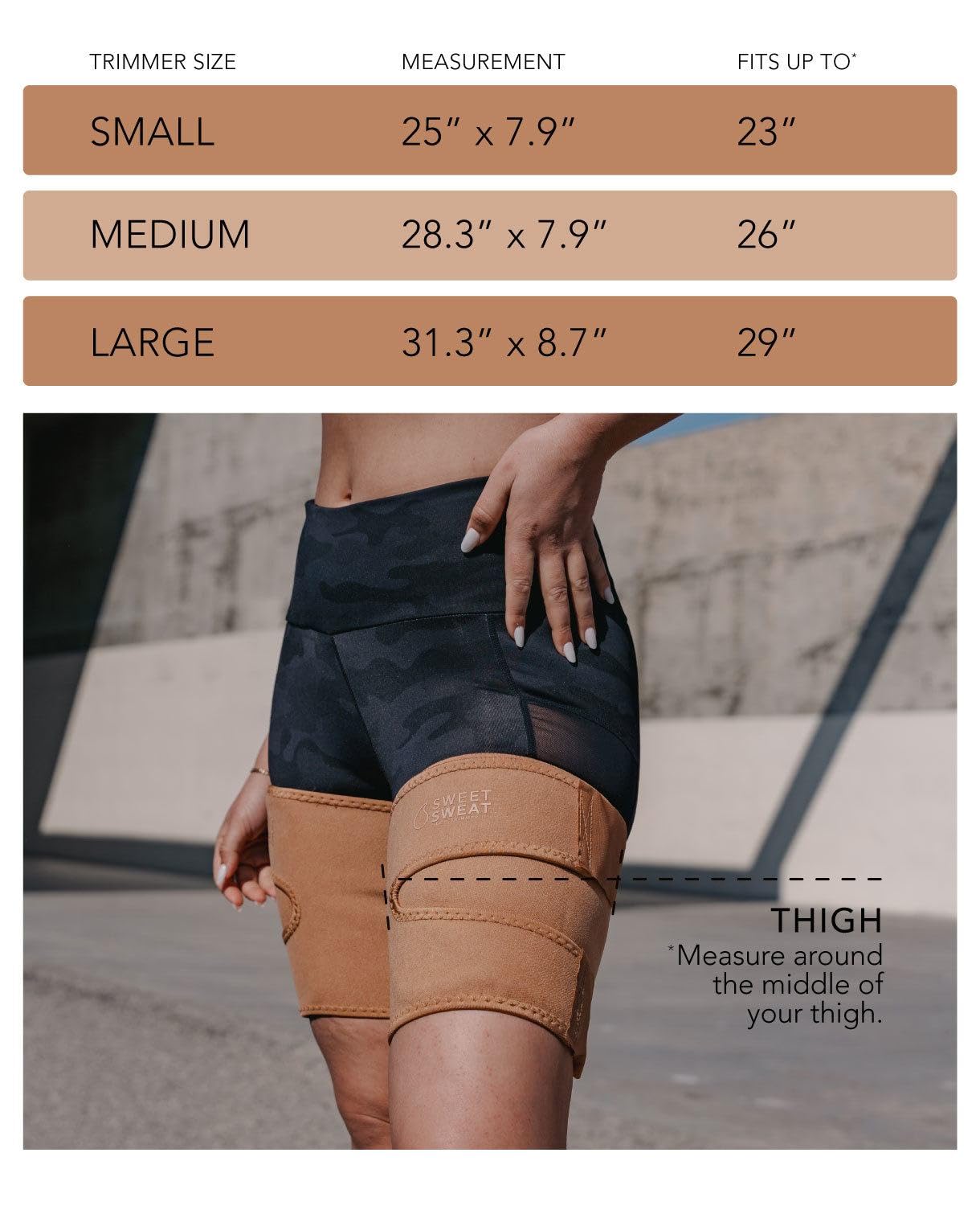 Sports Research Sweet Sweat Toned Thigh Trimmers for Men & Women | Increases Heat & Sweat to the Thighs (Sand, Large) - Image 4