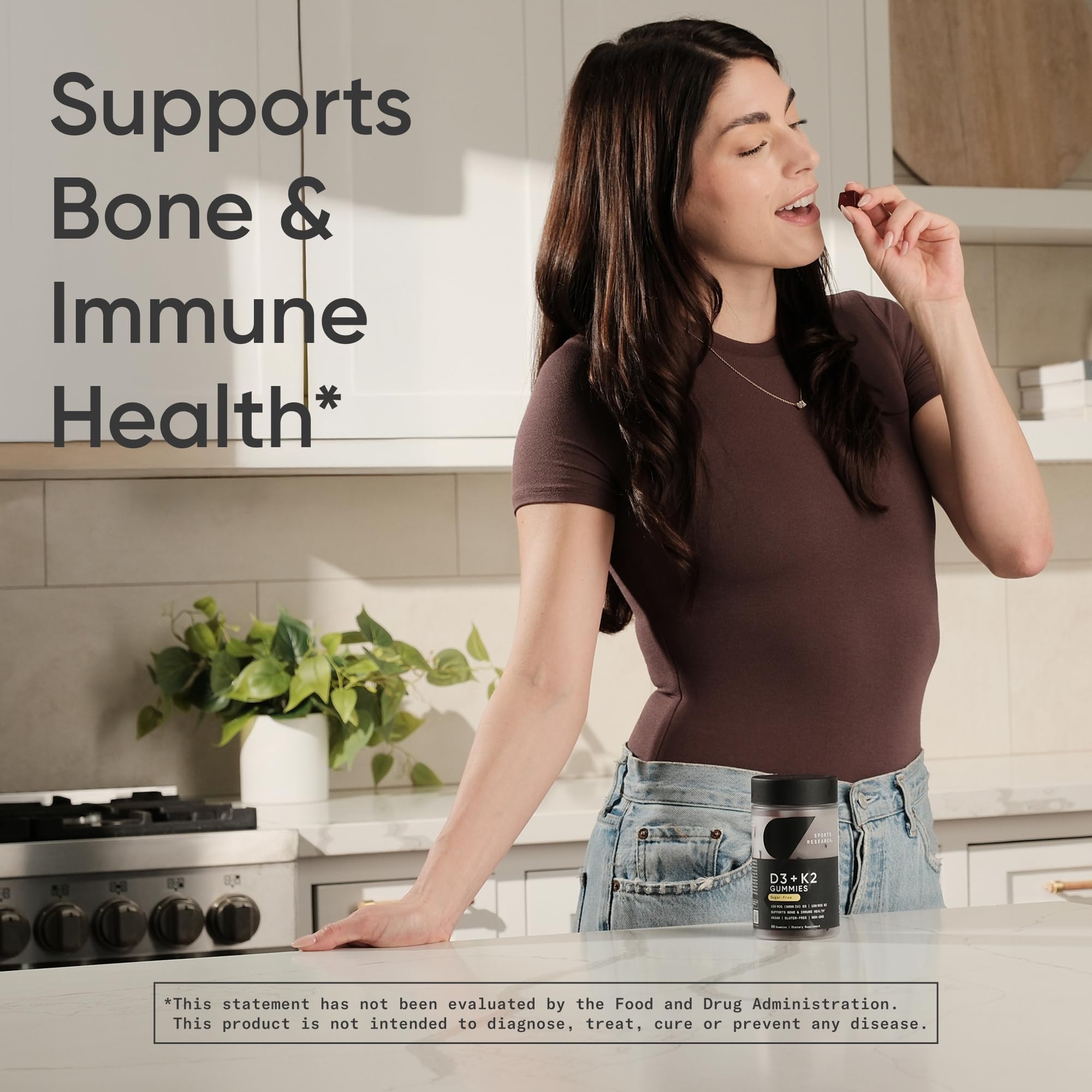 Sports Research® Vegan Vitamin D3 + K2 Sugar-Free Gummies - 125mcg (5000iu) Vitamin D w/ 100mcg Mk7 Vitamin K - Supports Bone & Immune Health* - Vegan Certified · Non-GMO · Soy Free - 60 Count - Image 7