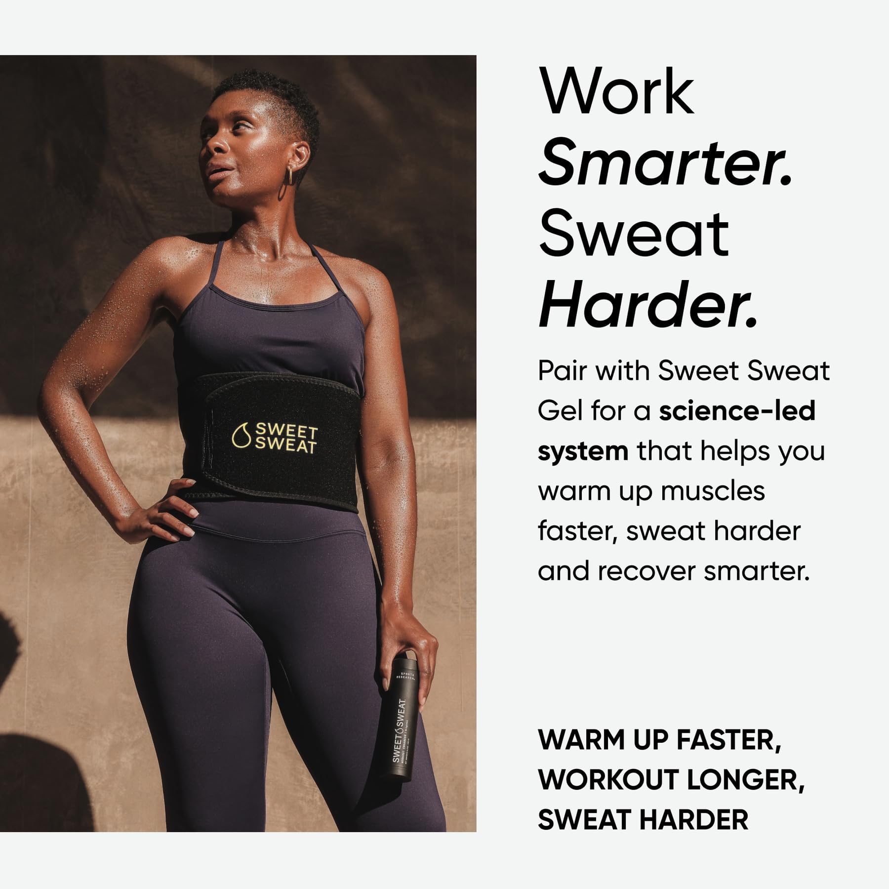 Sports Research Waist Trimmer Pack - Sweet Sweat Waist Trimmer (Black/Yellow, Small) + 'Workout Enhancer' Gel 13.5oz Jar (Tropical Scent) - Image 3