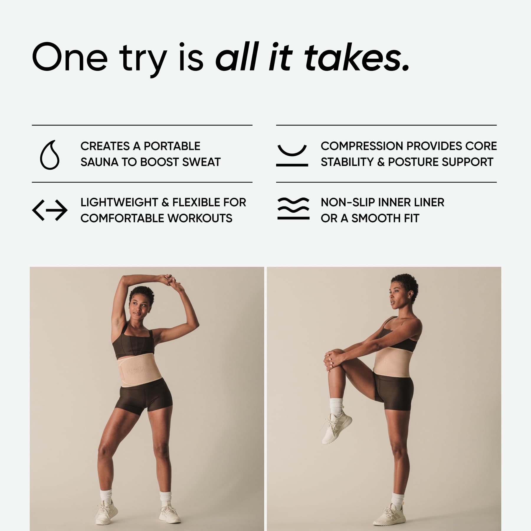 Sports Research Waist Trimmer Pack - Sweet Sweat Toned Waist Trimmer (Stone/Small) & Tropical Workout Enhancer Roll-On Gel - Image 9